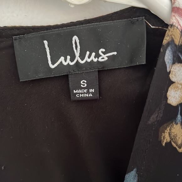 Lulus black floral midi faux wrap dress S - Picture 6 of 6